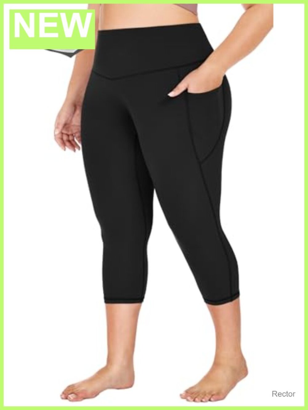 Plus Size Capri Leggings with Pockets High Waist Tummy Control 4-Way Stretch